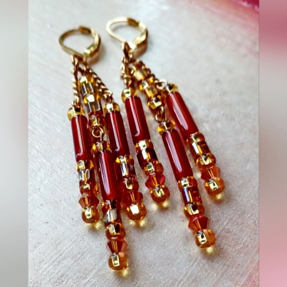 Handmade Carnelian Dangle Earrings